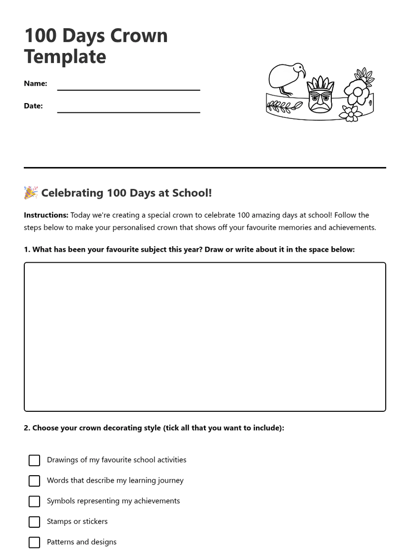 100 Days Crown Template