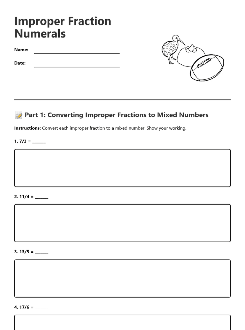 Improper Fraction Numerals