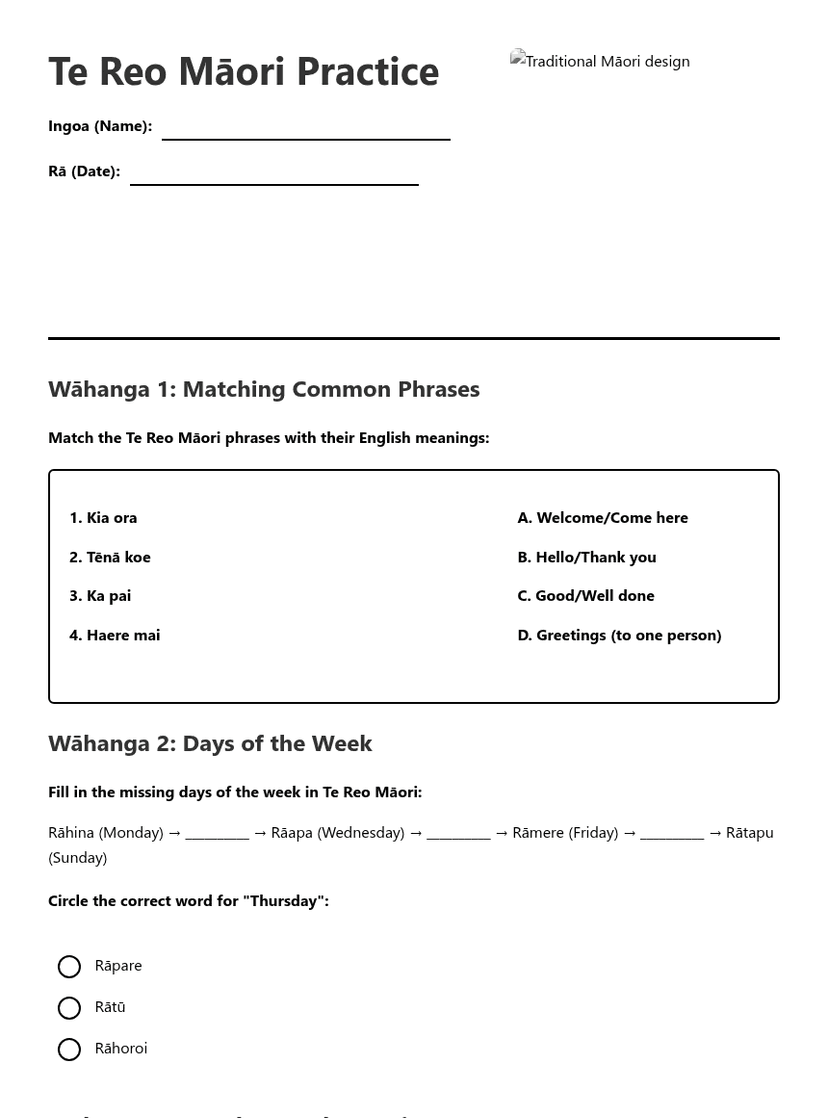Te Reo Māori Practice