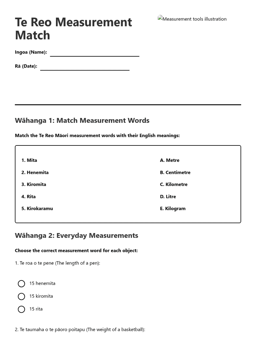 Te Reo Measurement Match