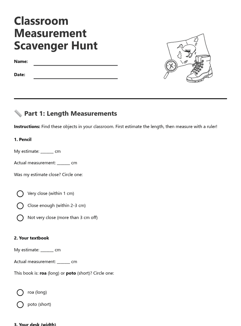 Classroom Measurement Scavenger Hunt