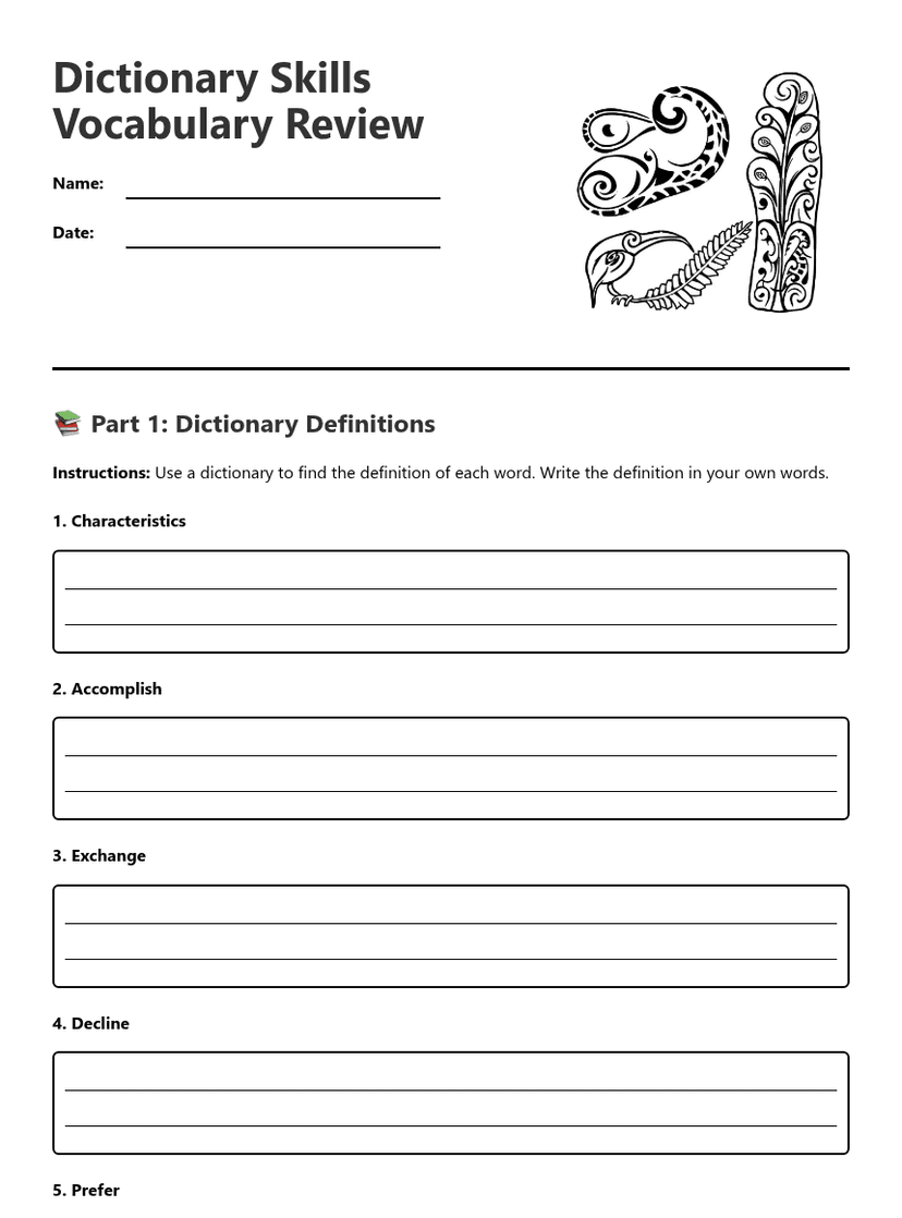 Dictionary Skills Vocabulary Review