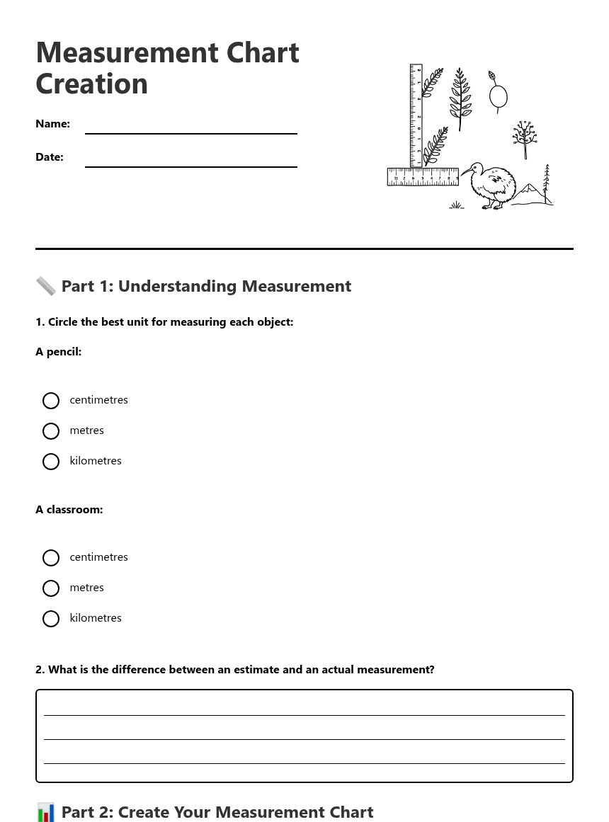 Measurement Chart Creation worksheet preview