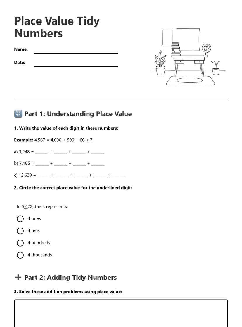 Place Value Tidy Numbers