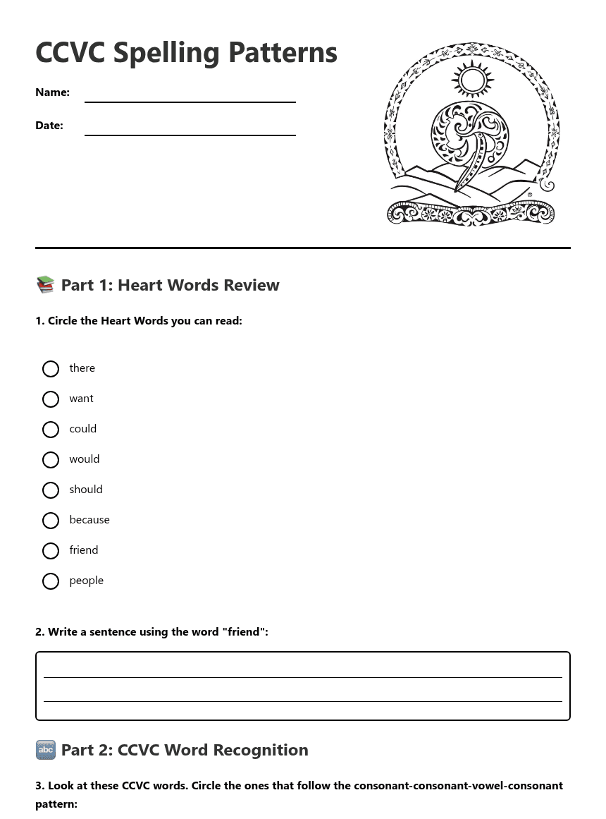 CCVC Spelling Patterns worksheet preview