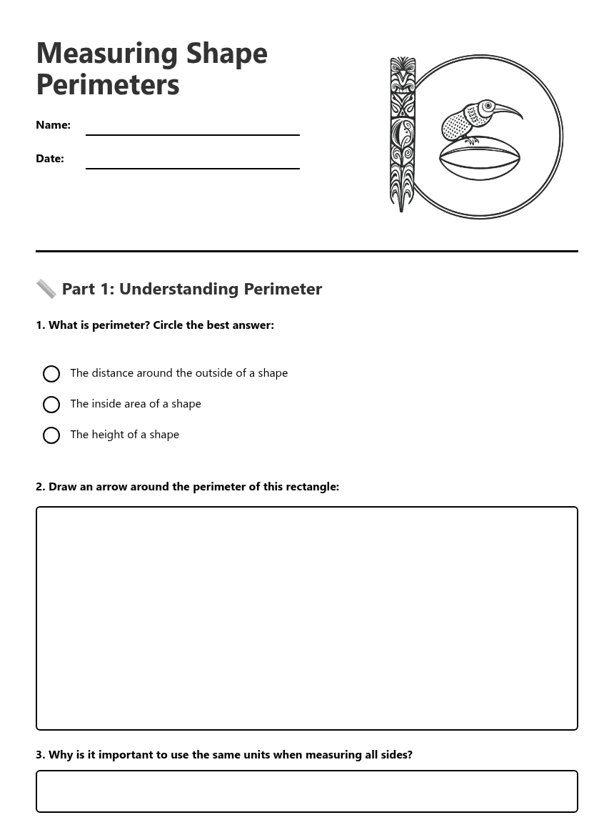 Measuring Shape Perimeters worksheet preview