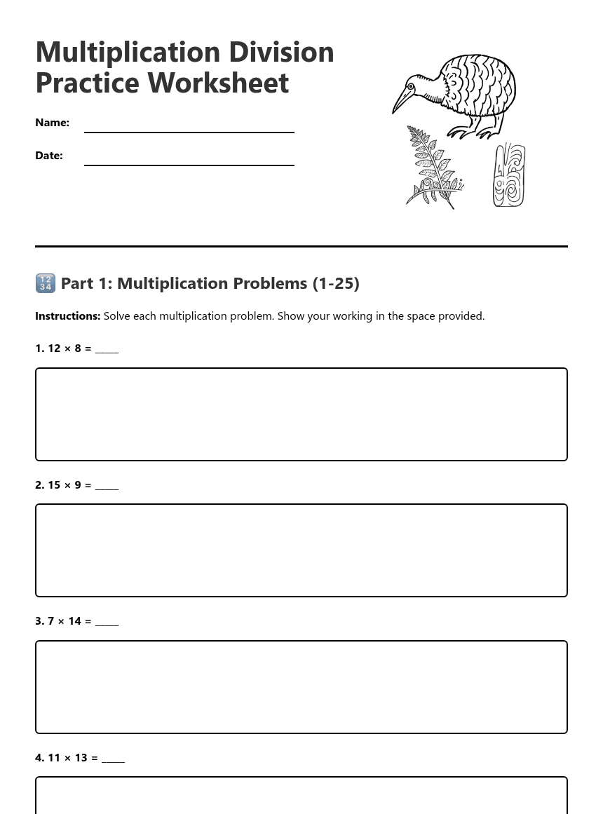 Multiplication Division Practice Worksheet worksheet preview