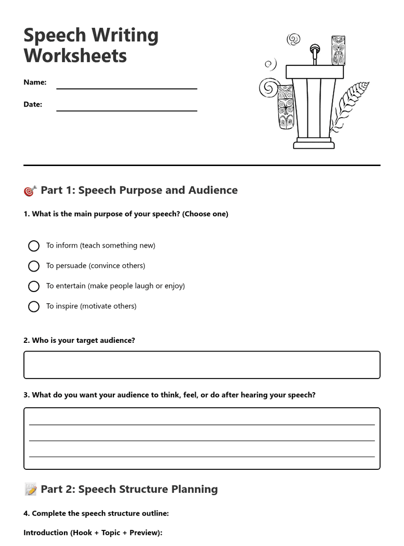 Speech Writing Worksheets