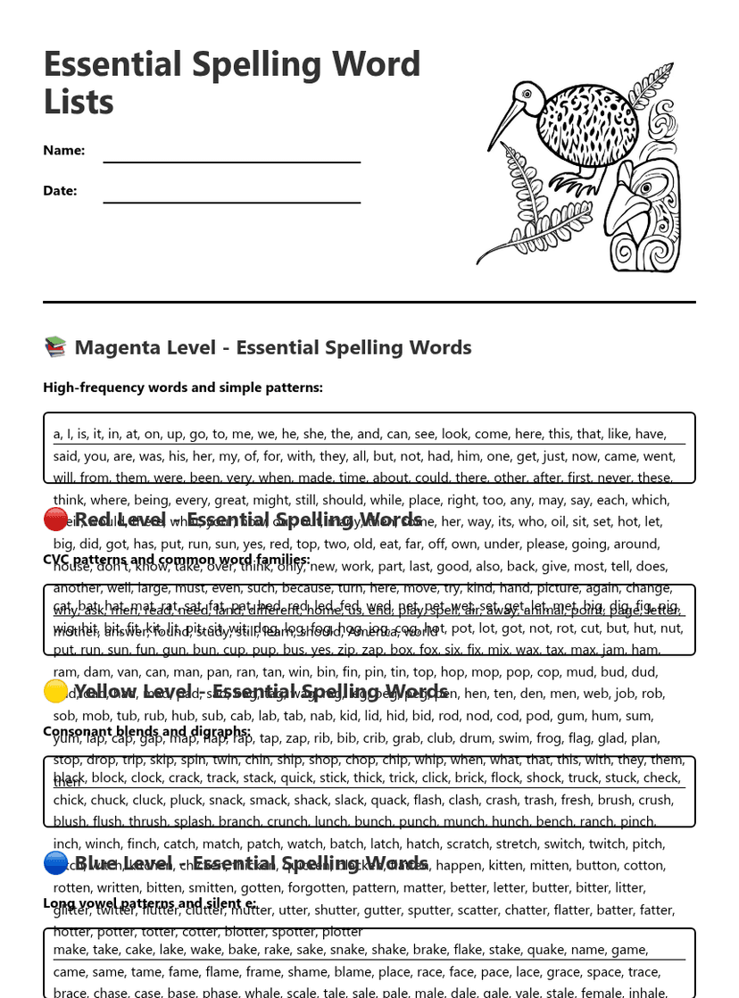 Essential Spelling Word Lists