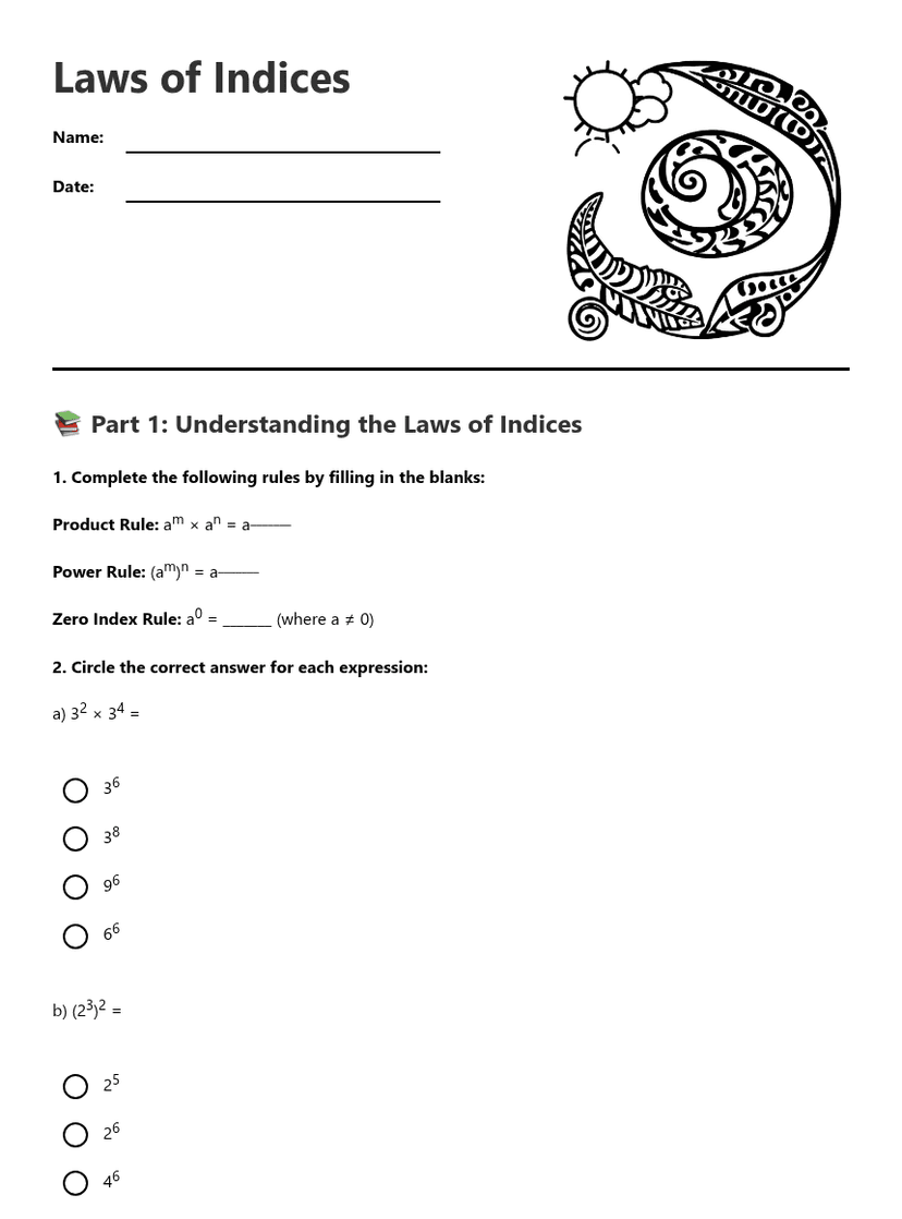 Laws of Indices