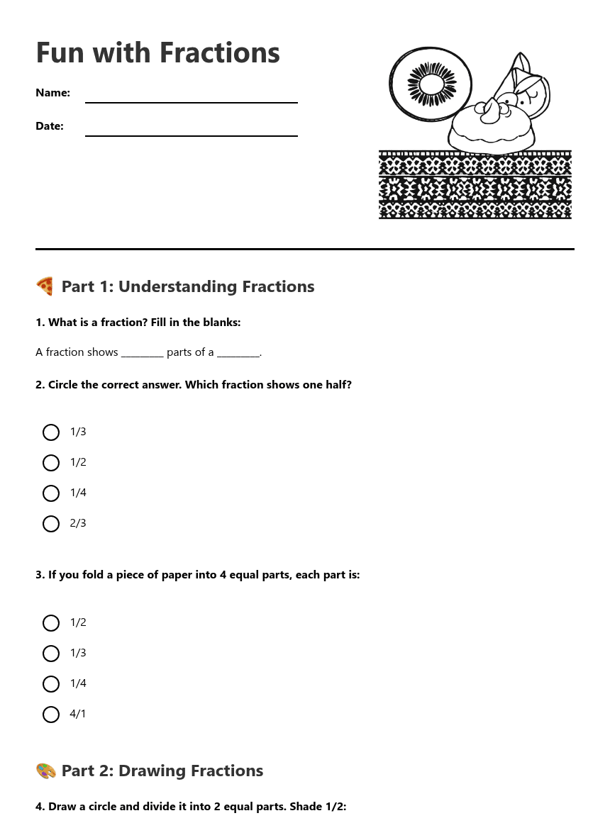 Fun with Fractions worksheet preview