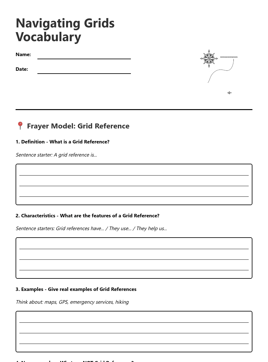 Navigating Grids Vocabulary worksheet preview
