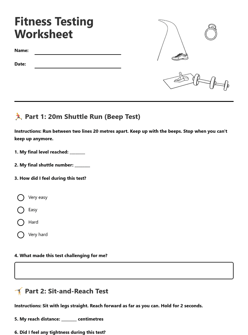 Fitness Testing Worksheet