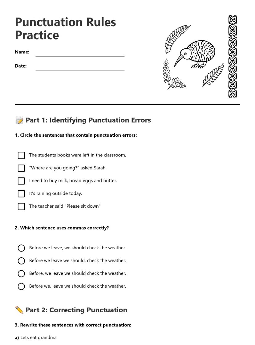 Punctuation Rules Practice