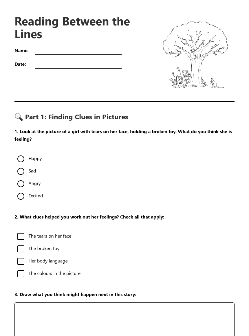 Reading Between Lines worksheet preview