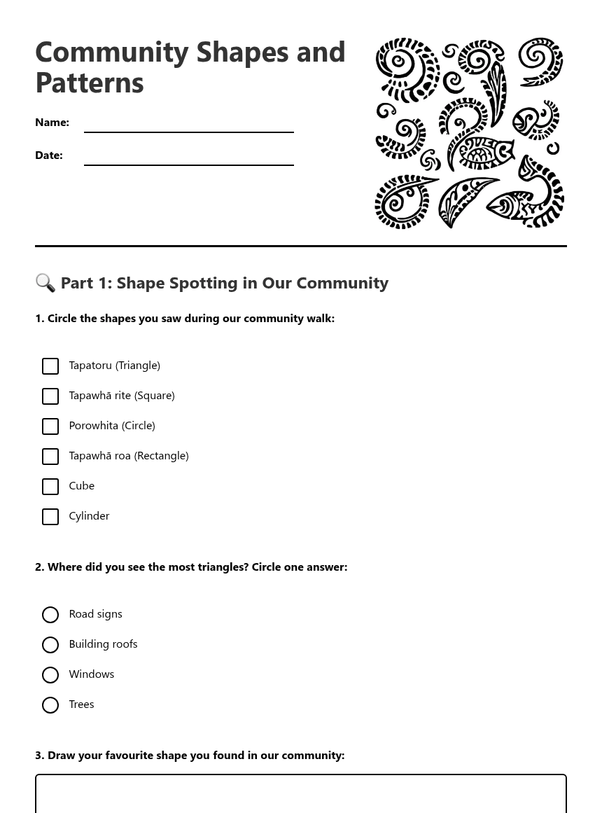 Community Shapes and Patterns worksheet preview
