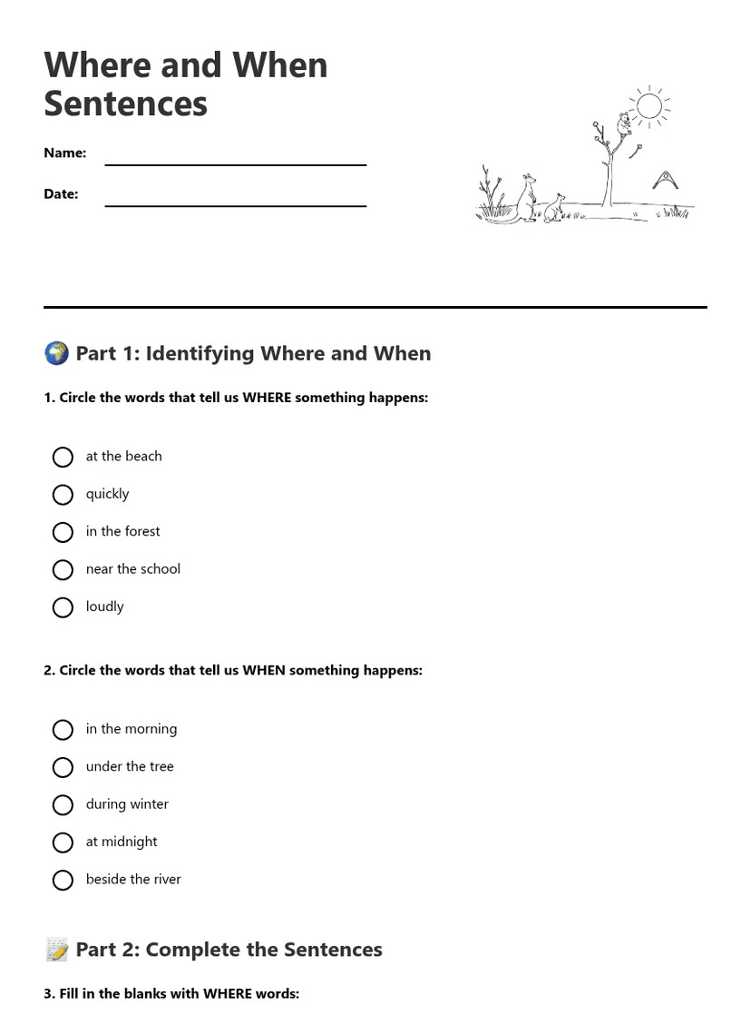 Where and When Sentences