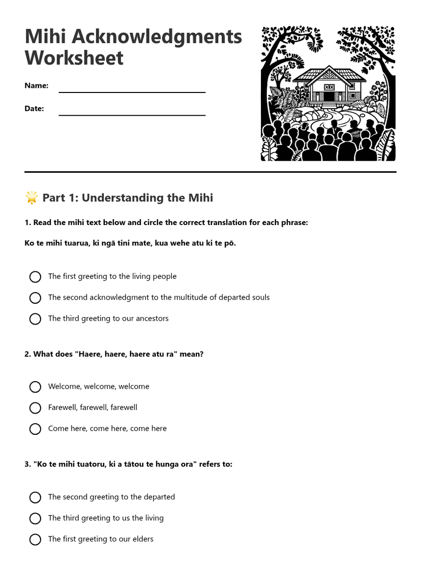 Mihi Acknowledgments Worksheet