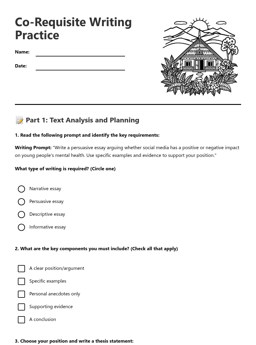 Co-Requisite Writing Practice worksheet preview