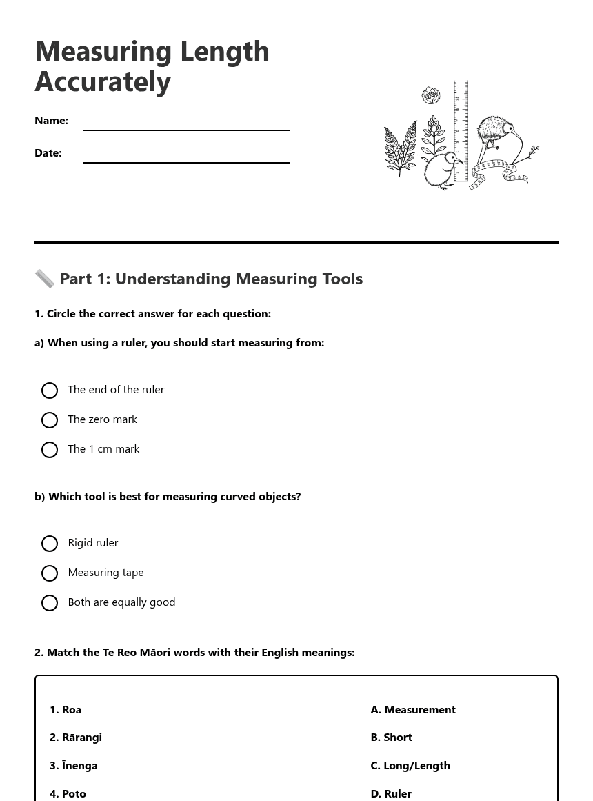 Measuring Length Accurately worksheet preview
