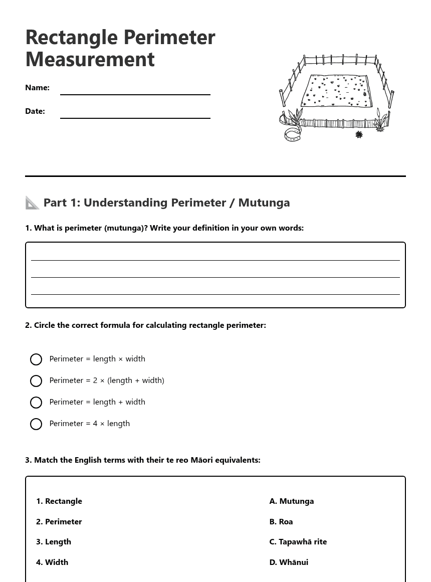 Rectangle Perimeter Measurement worksheet preview