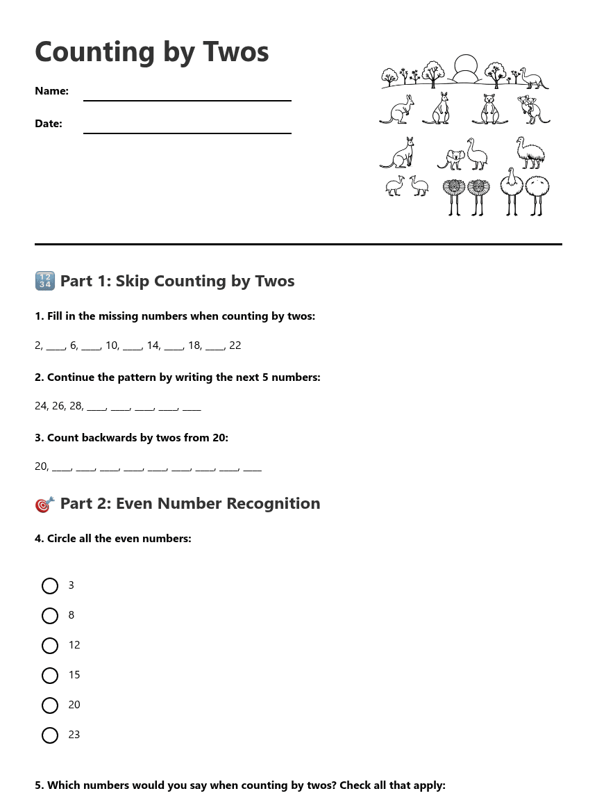 Counting by Twos worksheet preview