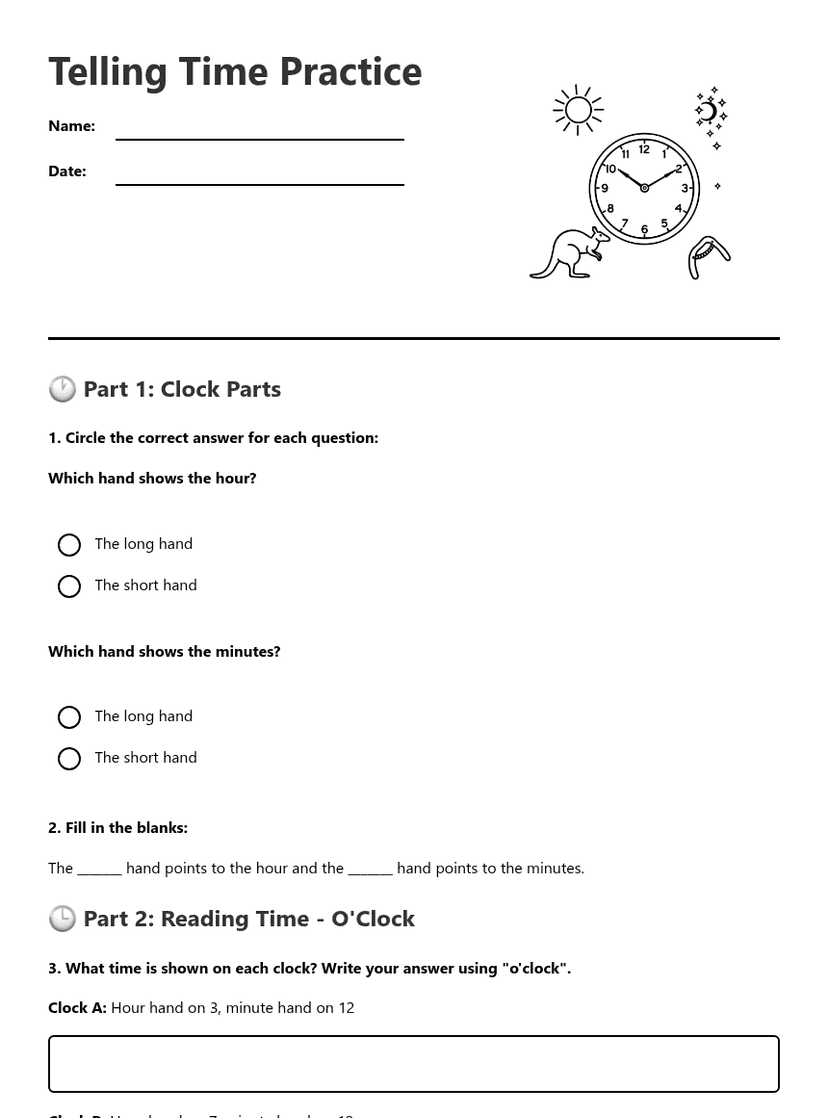 Telling Time Practice
