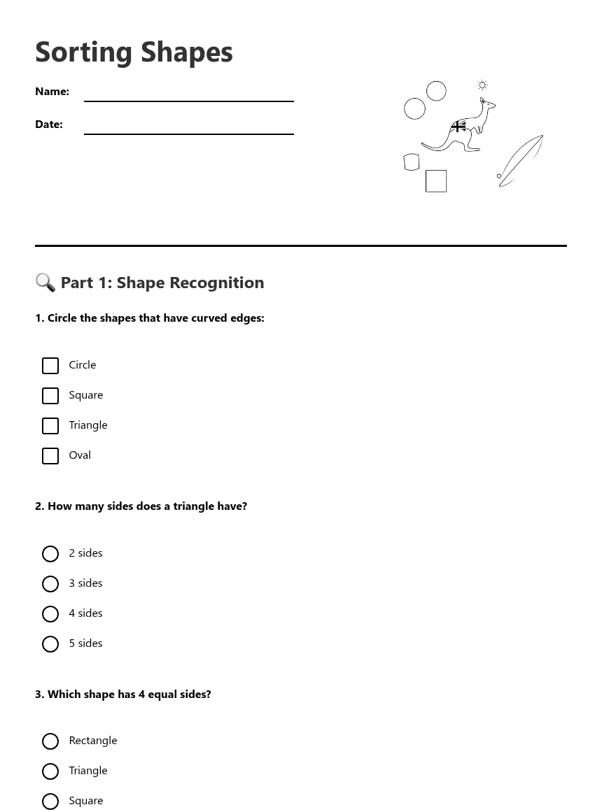 Sorting Shapes worksheet preview