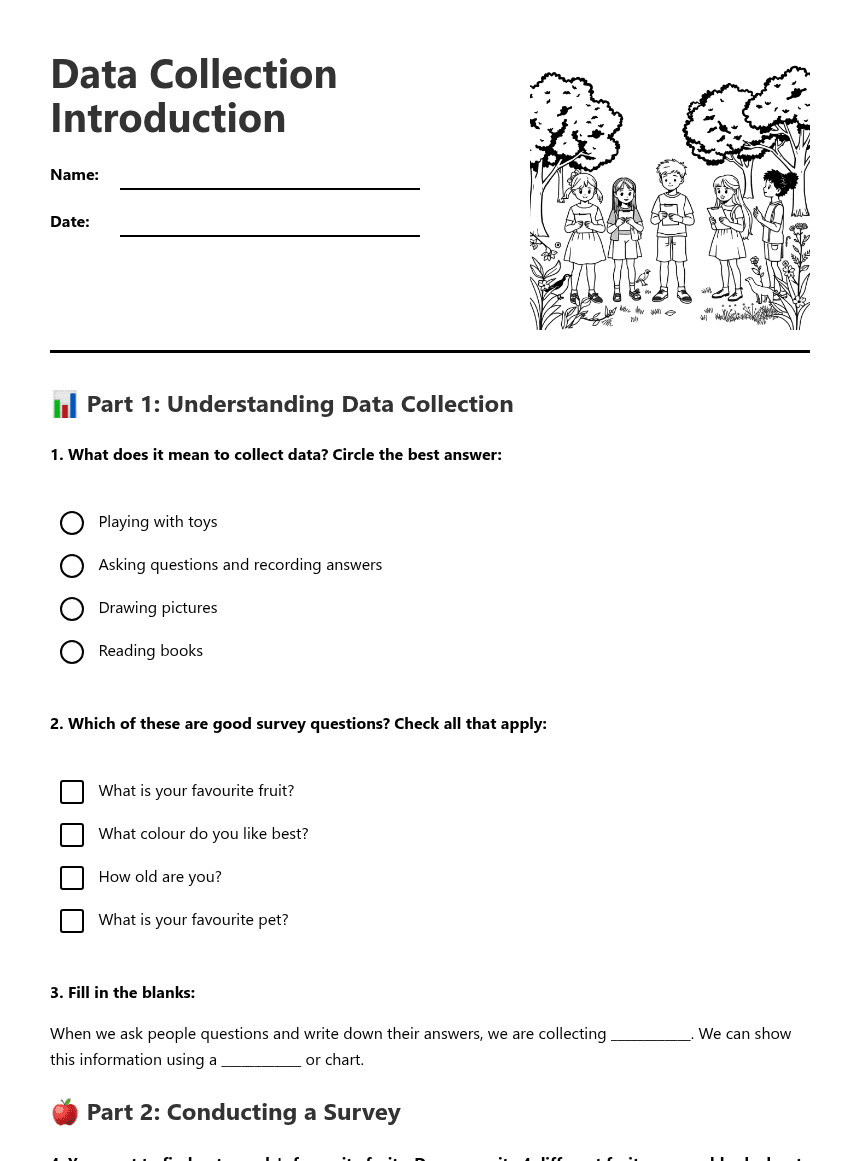 Data Collection Introduction worksheet preview