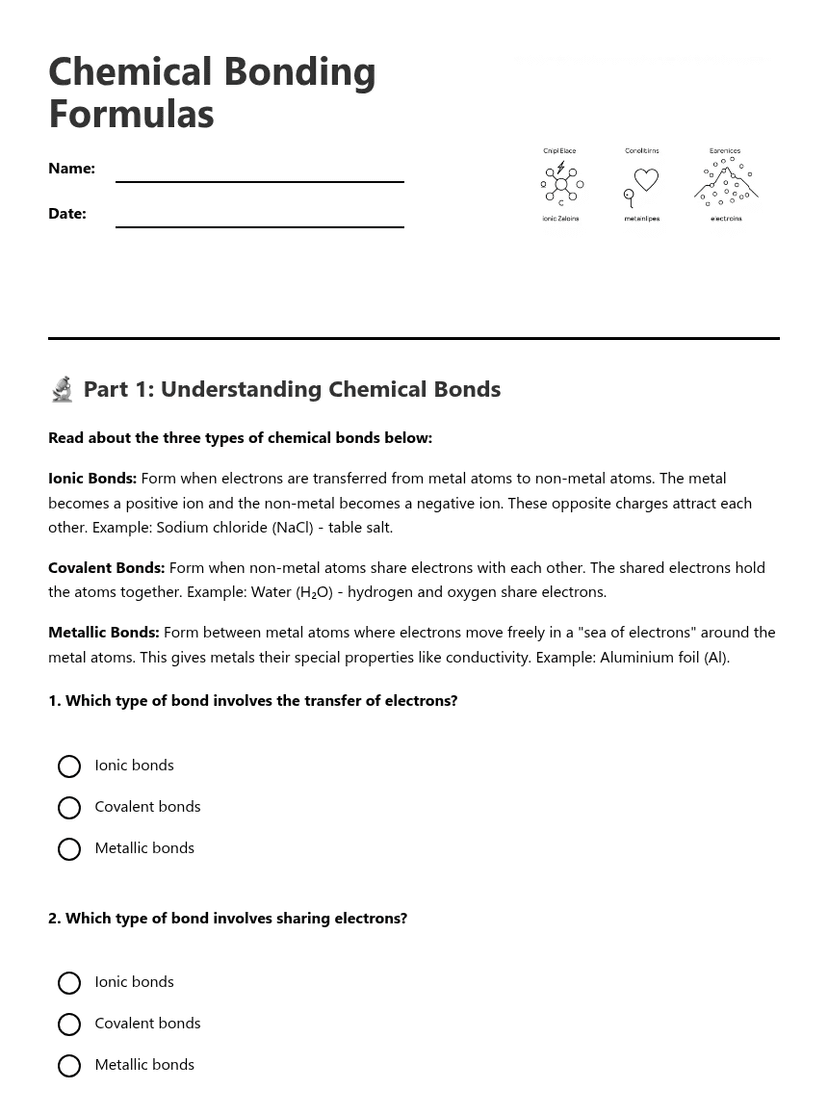 Chemical Bonding Formulas