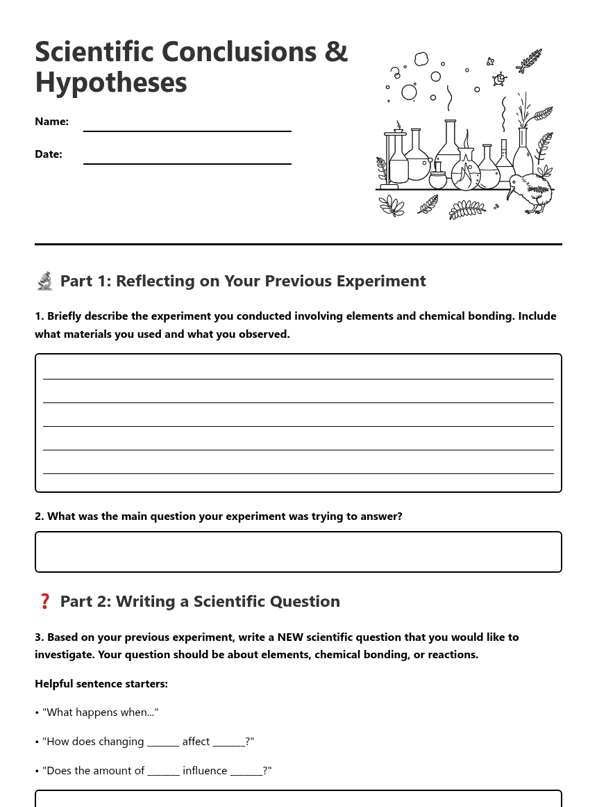 Scientific Conclusions & Hypotheses worksheet preview