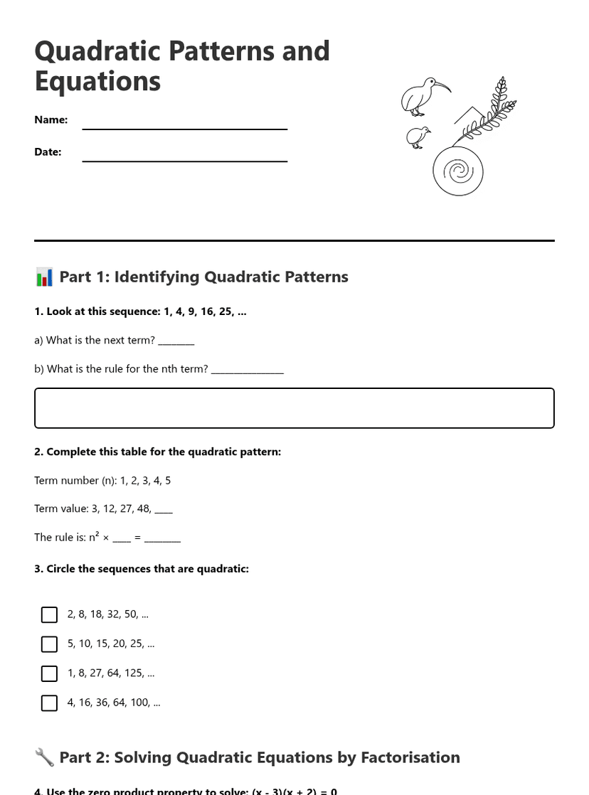 Quadratic Patterns and Equations