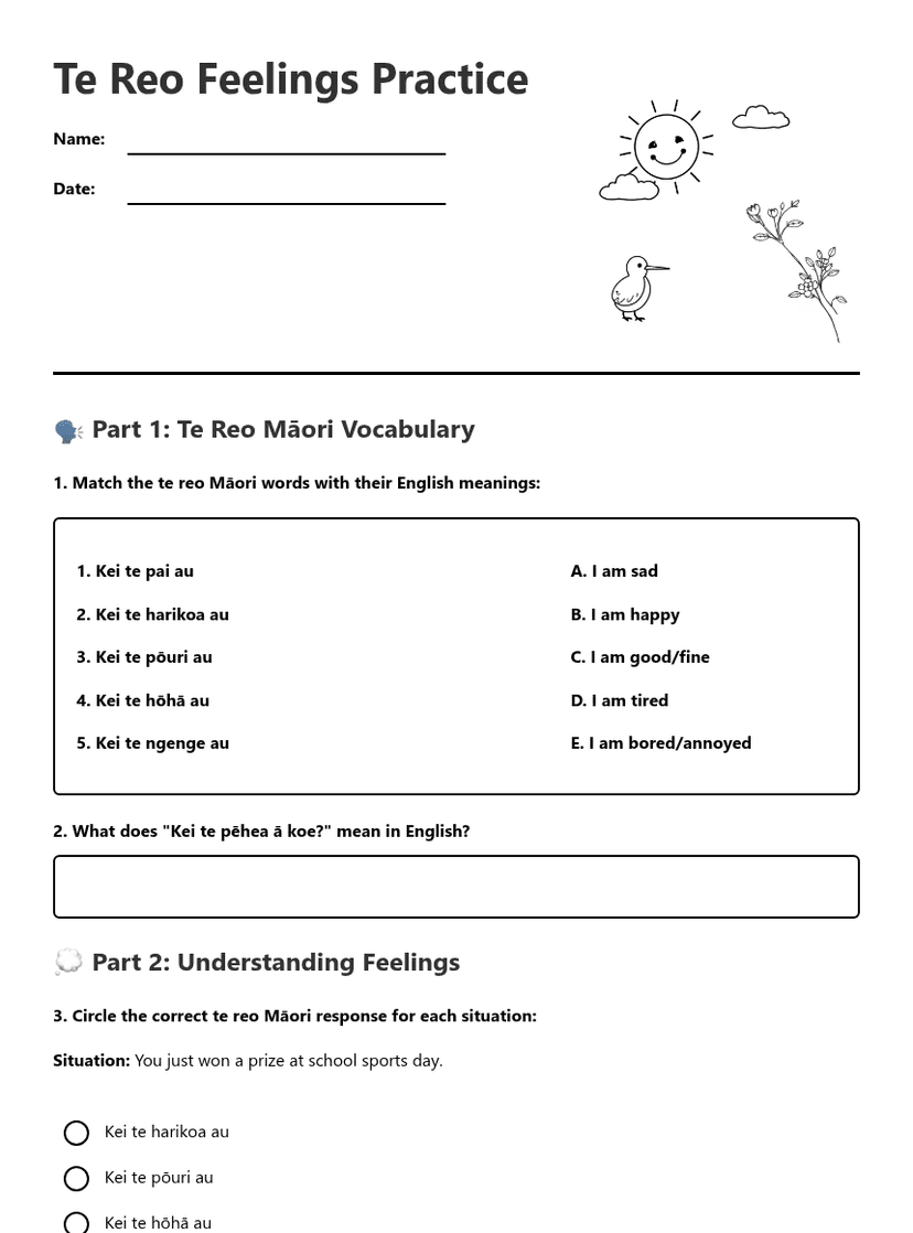 Te Reo Feelings Practice
