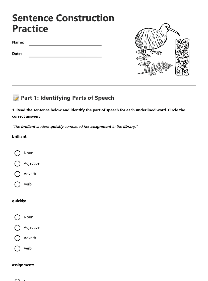 Sentence Construction Practice