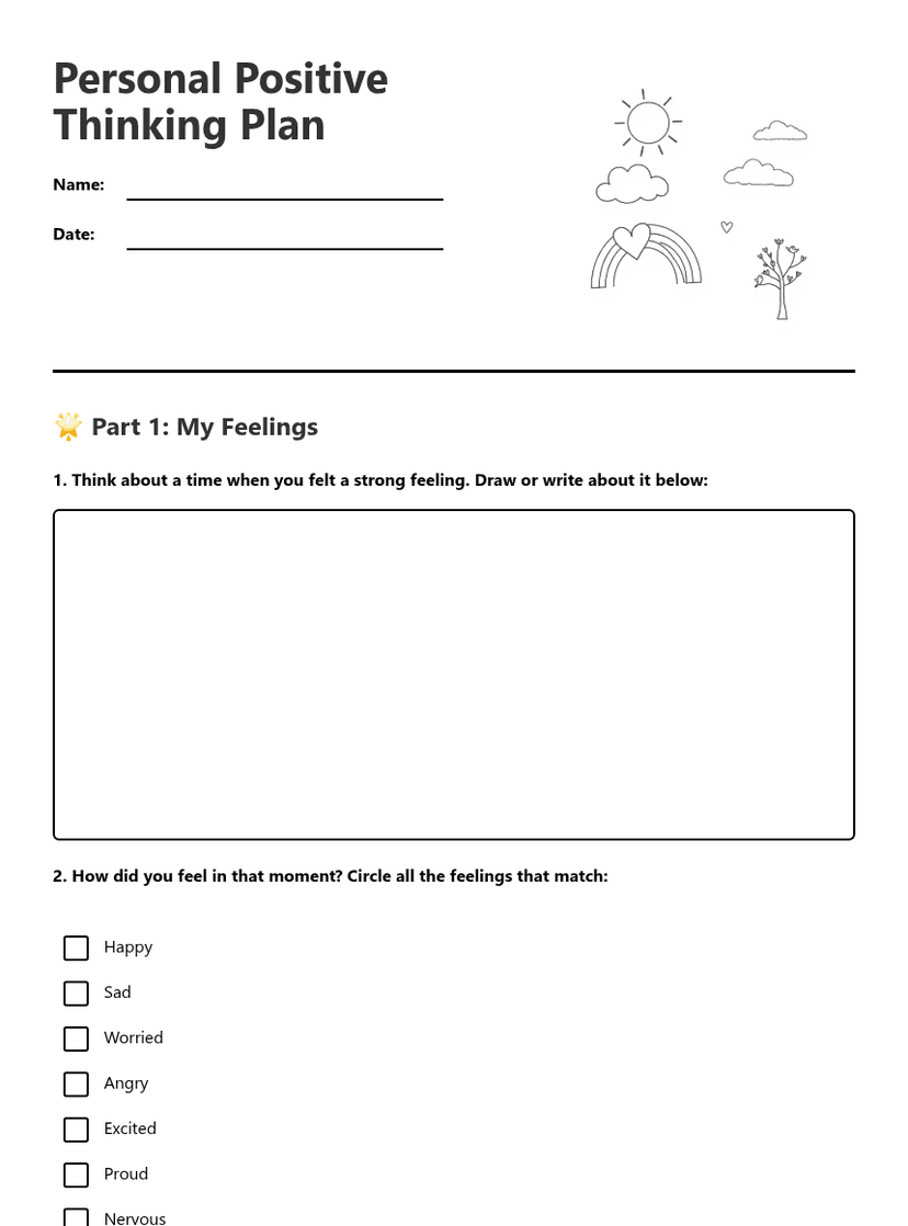 Personal Positive Thinking Plan