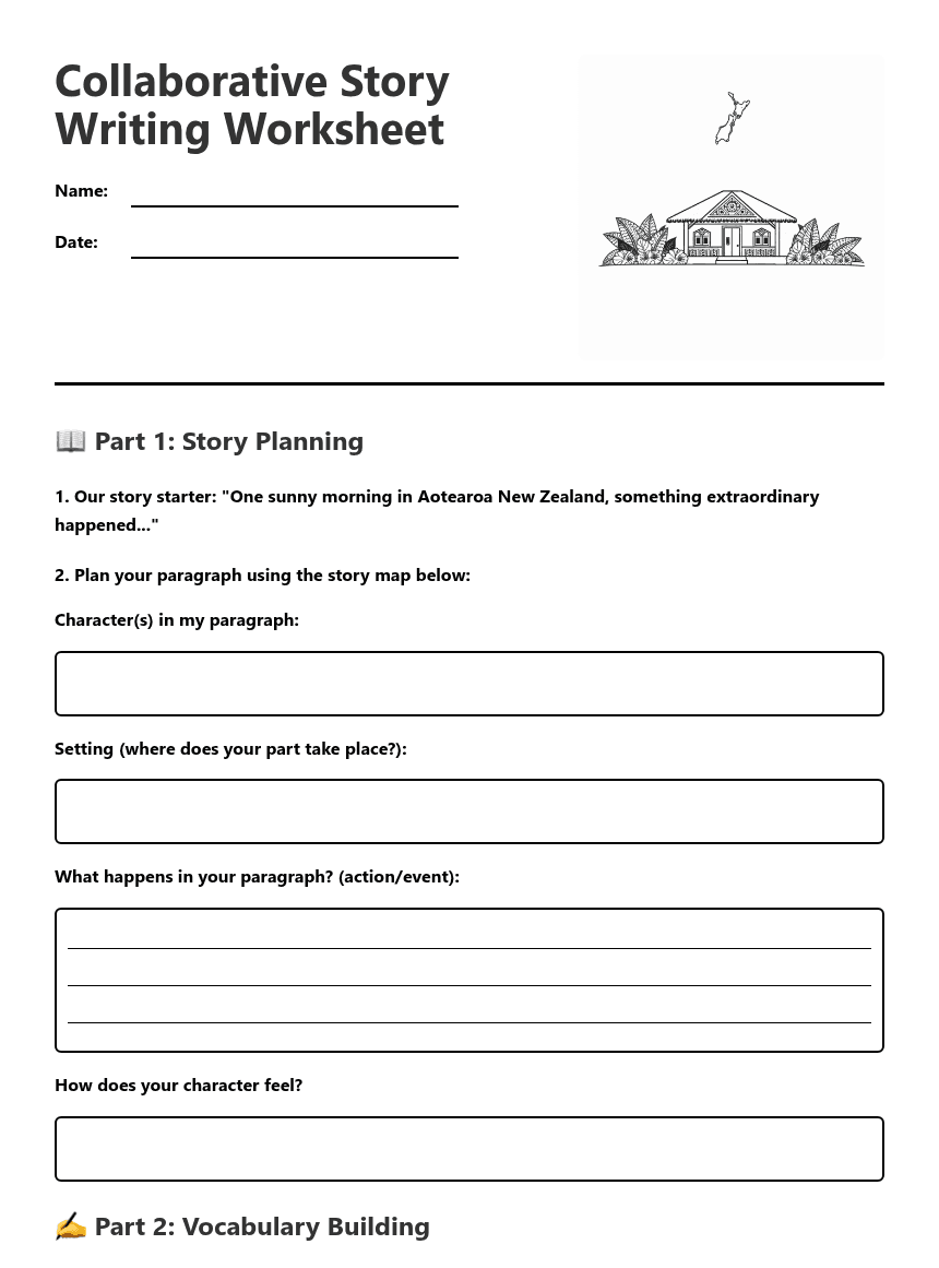 Collaborative Story Writing Worksheet worksheet preview