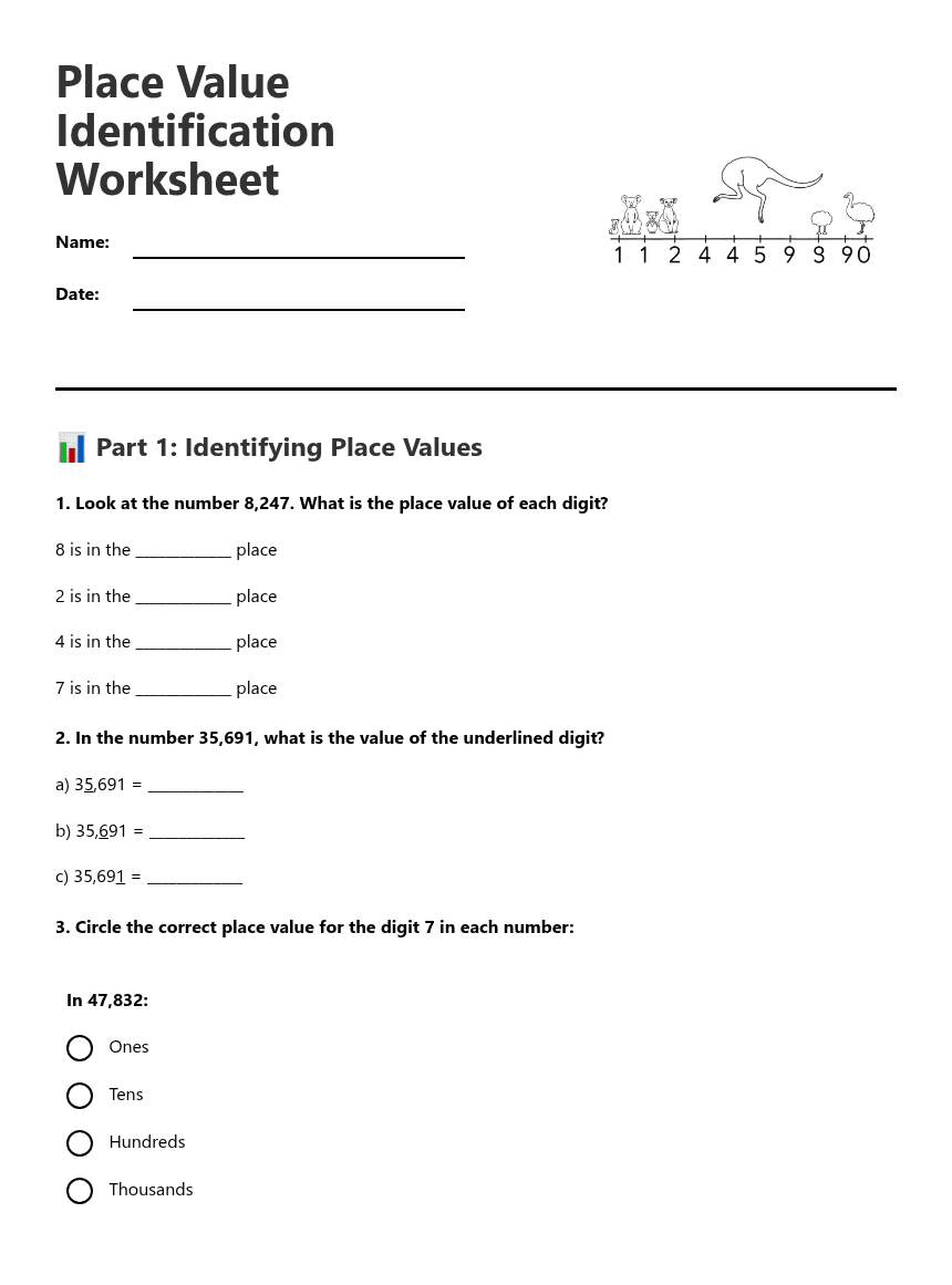 Place Value Identification Worksheet worksheet preview