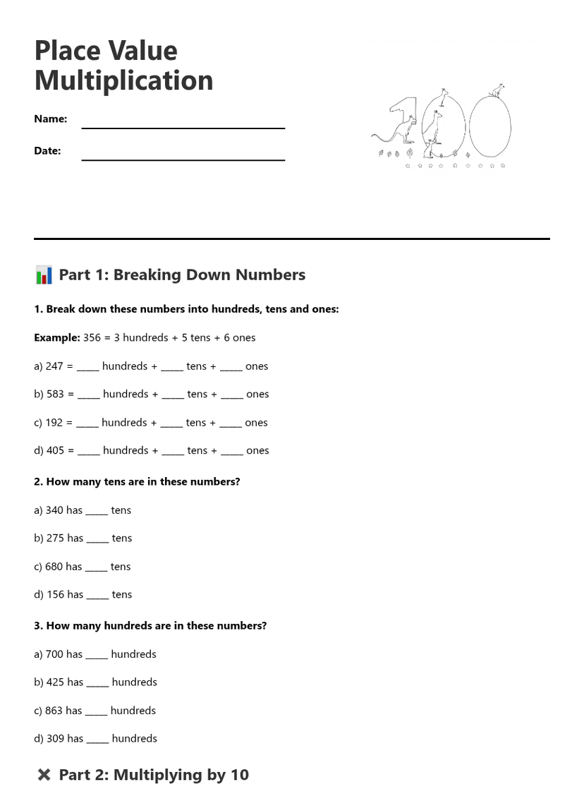 Place Value Multiplication