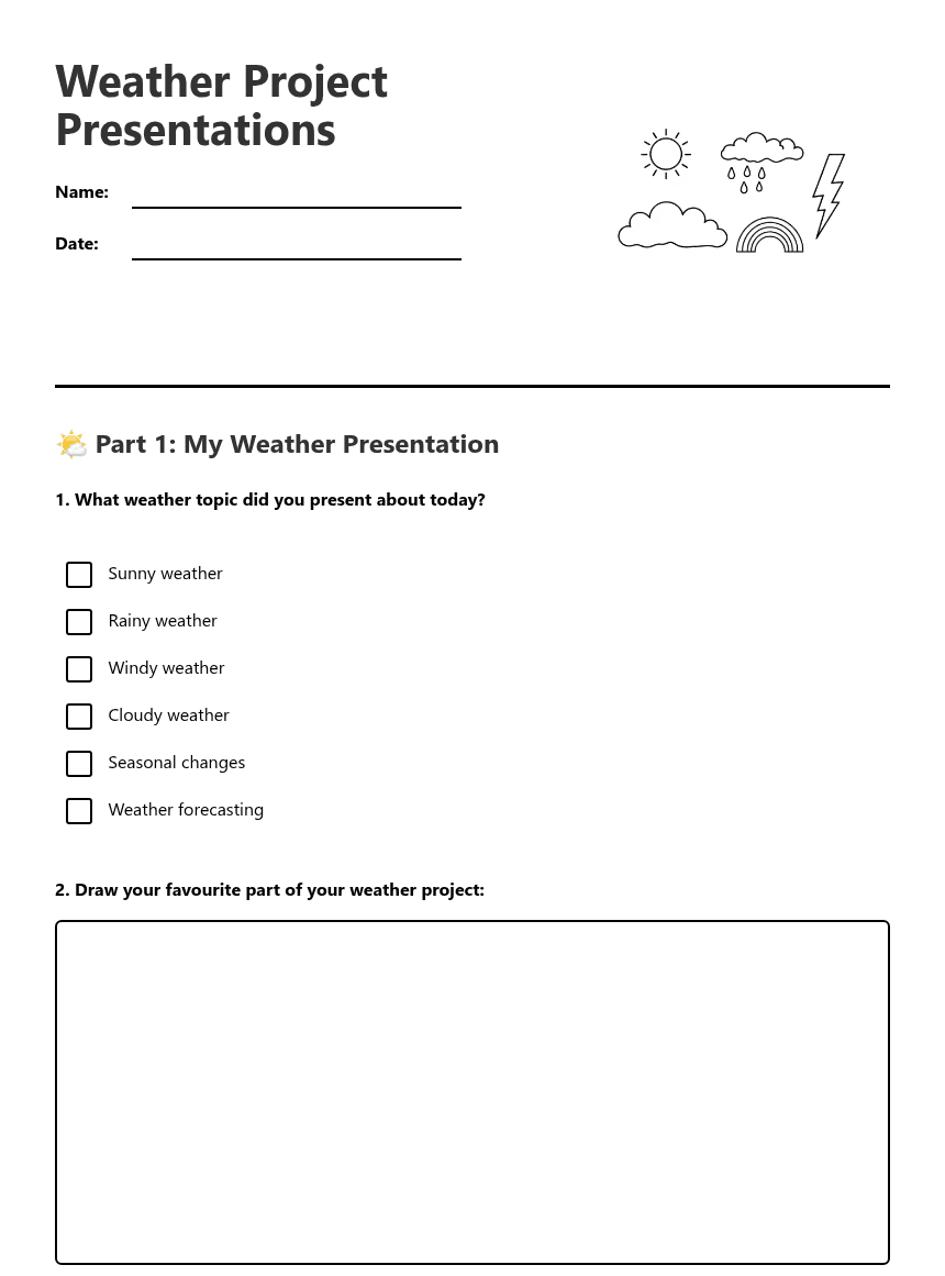 Weather Project Presentations worksheet preview