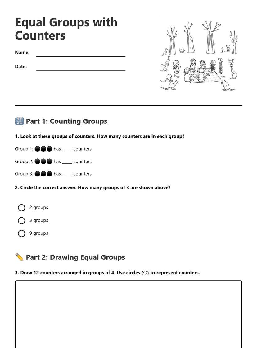 Equal Groups with Counters