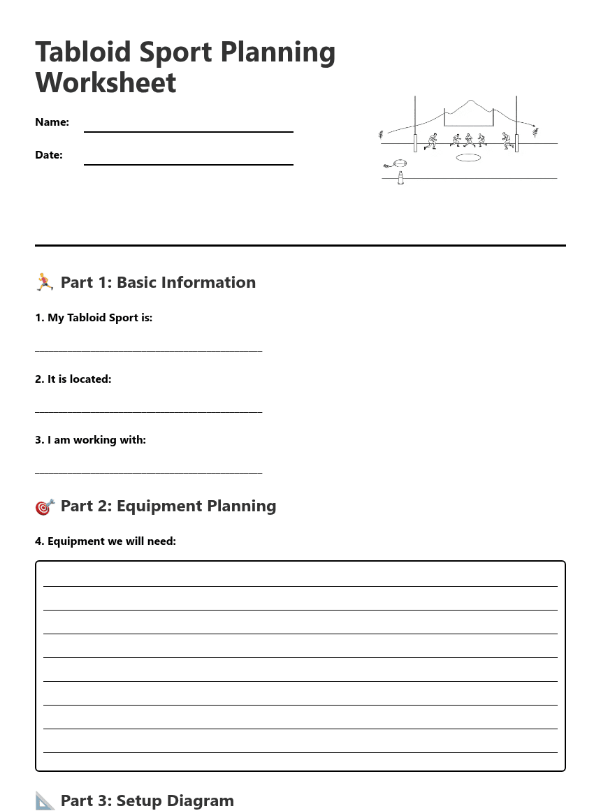 Tabloid Sport Planning Worksheet worksheet preview