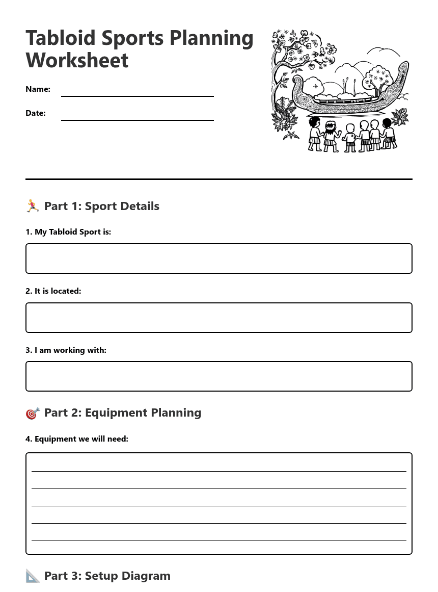 Tabloid Sports Planning Worksheet worksheet preview