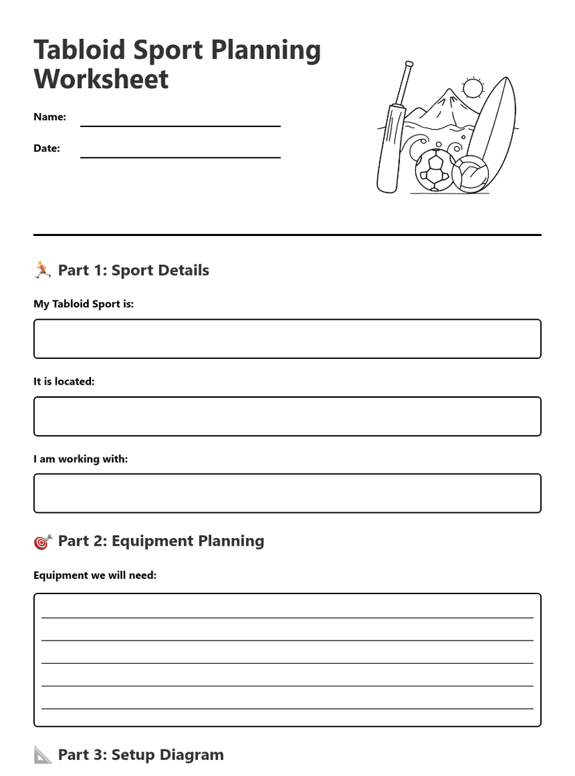 Tabloid Sport Planning Worksheet