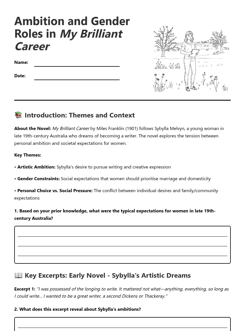 Ambition and Gender Roles worksheet preview