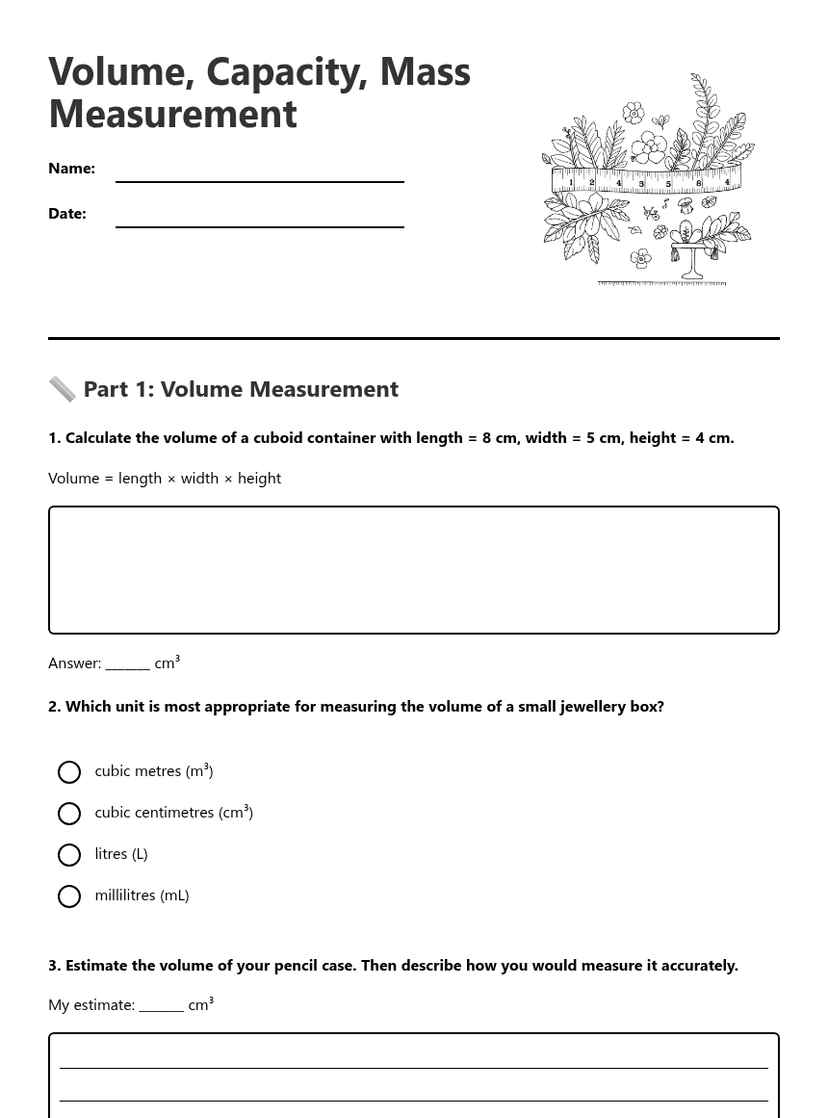 Volume, Capacity, Mass Measurement