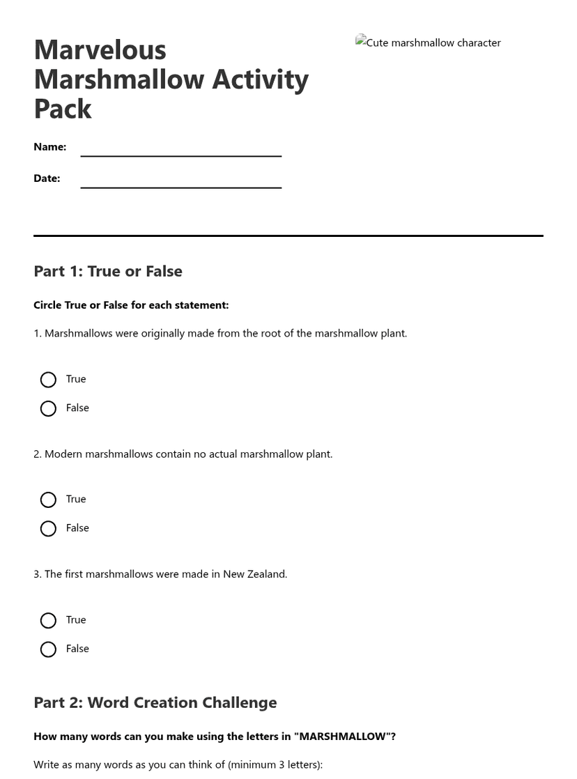 Marvelous Marshmallow Activity Pack