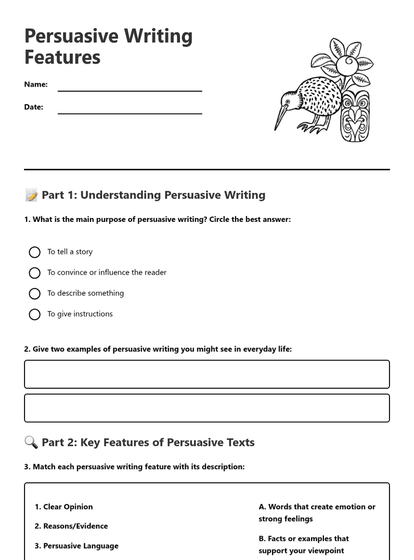 Persuasive Writing Features