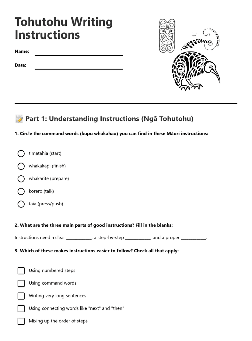 Tohutohu Writing Instructions