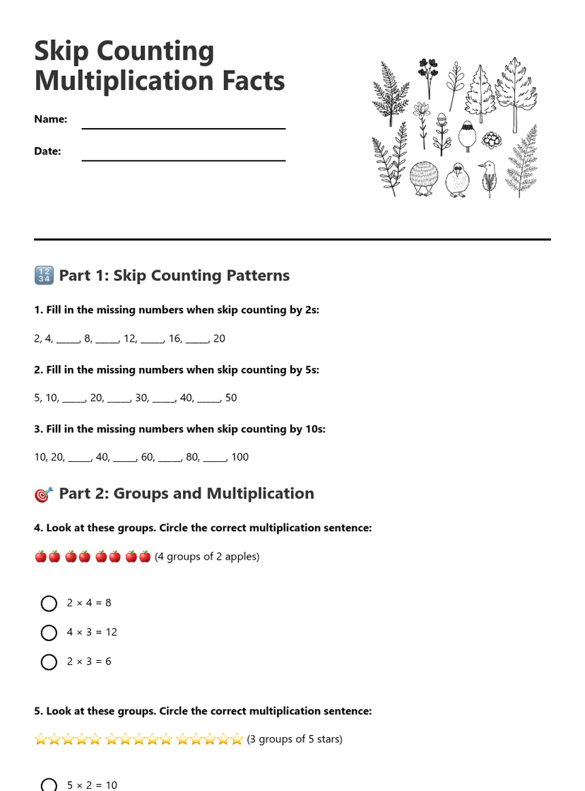 Skip Counting Multiplication Facts