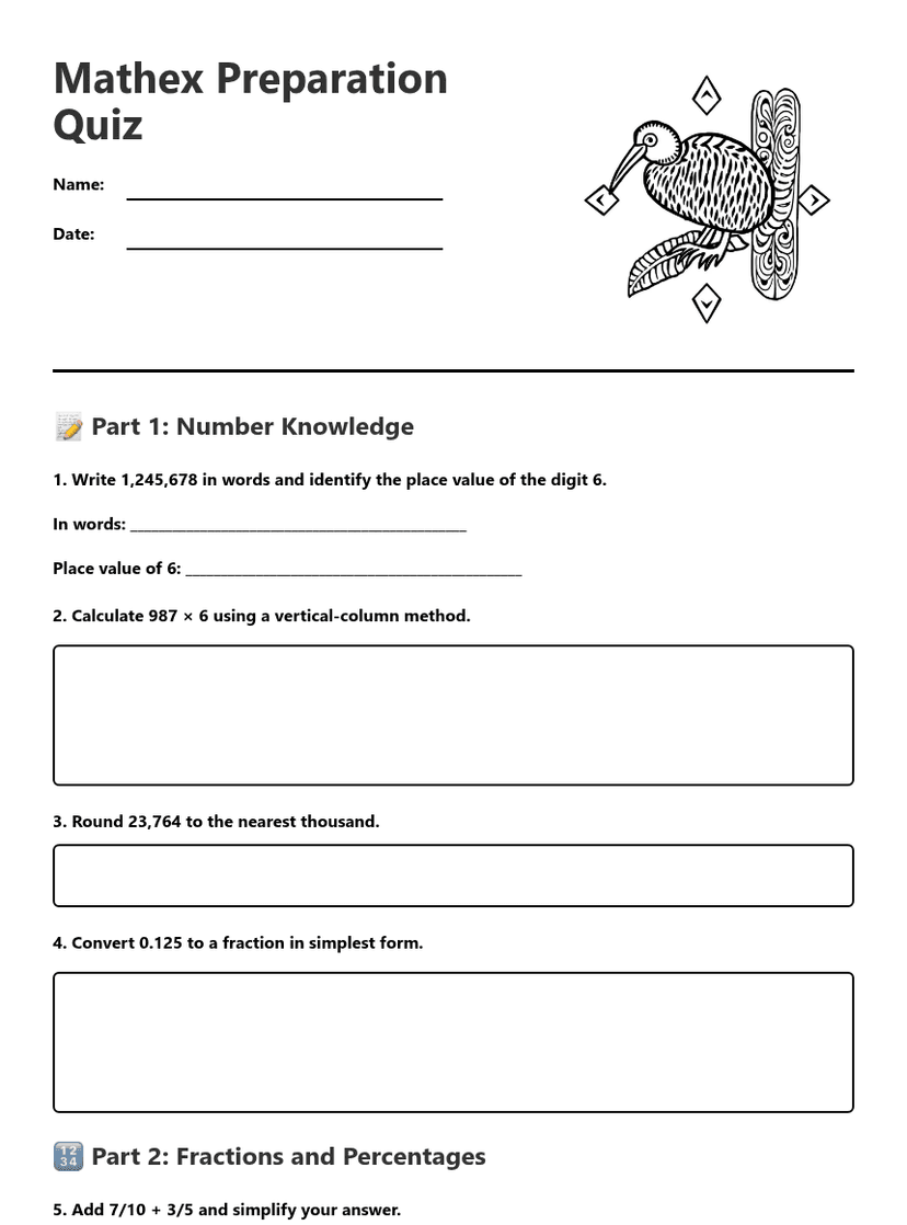 Mathex Preparation Quiz